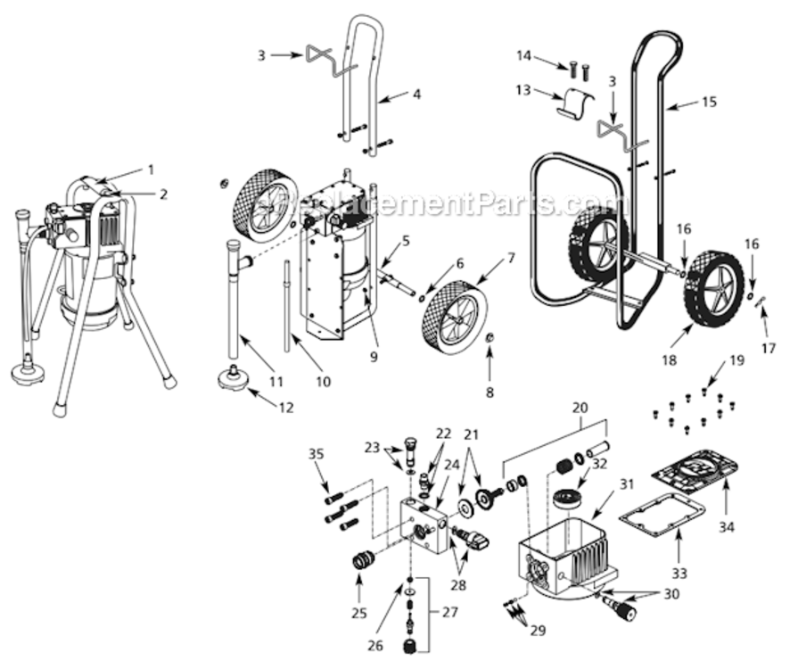 Page A Diagram and Parts List for PS241D  Campbell Hausfeld Paint Sprayer